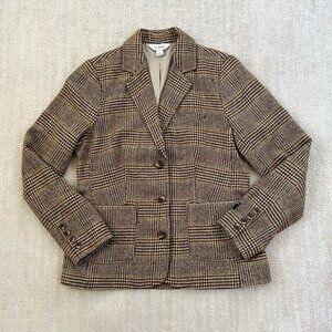 L.L. Bean Bellandi Plaid Wool Silk Blazer Jacket S Preppy Academia